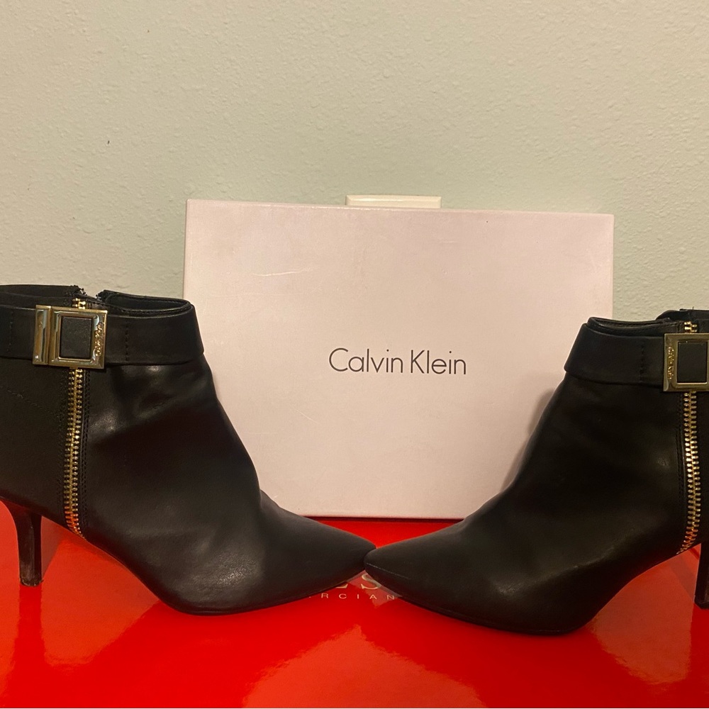 Calvin Klein Black Ankle Heel Booties